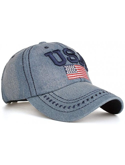 Baseball Caps Baseball Cap Women Denim Hat American Flag Hat USA Embroidered Hats Adjustable Dad Hats Unisex Outdoor Cap - C8...