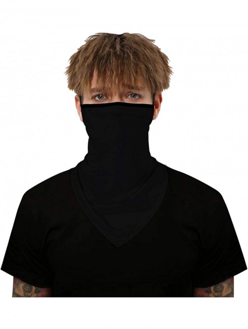 Balaclavas Face Bandana Ear Loops Stylish Men Women Neck Gaiters for Dust Wind Motorcycle - Black - CM198CCGL4N $15.82