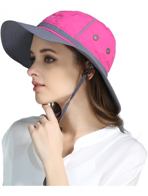 Sun Hats Unisex Reflective Sunshade hat Bucket Hat UV50+ with Wide Brim for Summer Anti Ultraviolet Cap - Rose+gray - CY18EG7...