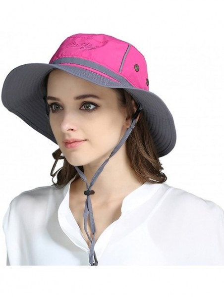 Sun Hats Unisex Reflective Sunshade hat Bucket Hat UV50+ with Wide Brim for Summer Anti Ultraviolet Cap - Rose+gray - CY18EG7...