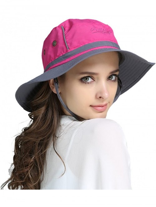 Sun Hats Unisex Reflective Sunshade hat Bucket Hat UV50+ with Wide Brim for Summer Anti Ultraviolet Cap - Rose+gray - CY18EG7...