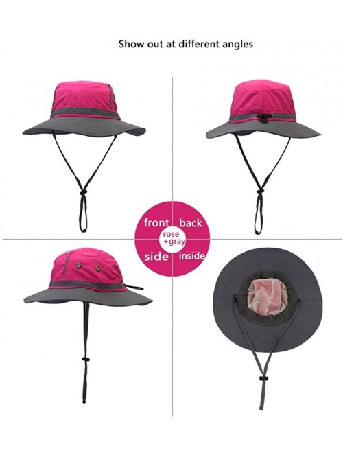 Sun Hats Unisex Reflective Sunshade hat Bucket Hat UV50+ with Wide Brim for Summer Anti Ultraviolet Cap - Rose+gray - CY18EG7...