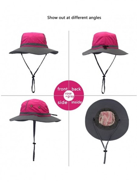 Sun Hats Unisex Reflective Sunshade hat Bucket Hat UV50+ with Wide Brim for Summer Anti Ultraviolet Cap - Rose+gray - CY18EG7...