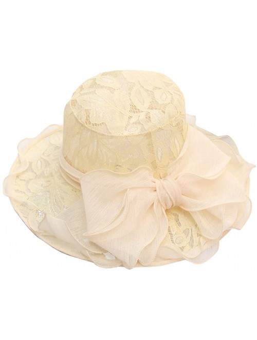 Sun Hats Ascot Kentucky Flower Derby Bowler Church Cloche Hat Bowknot Organza Bridal Dress Cap for Women - Yellow - CA18S5303...