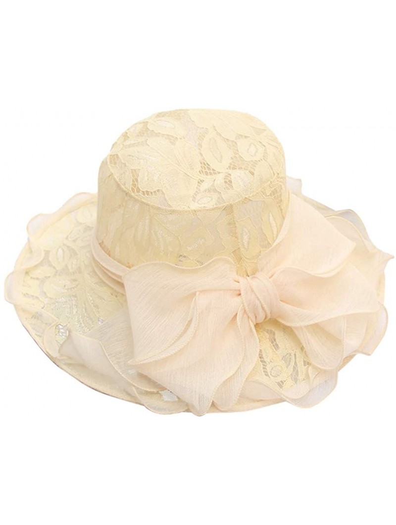 Sun Hats Ascot Kentucky Flower Derby Bowler Church Cloche Hat Bowknot Organza Bridal Dress Cap for Women - Yellow - CA18S5303...