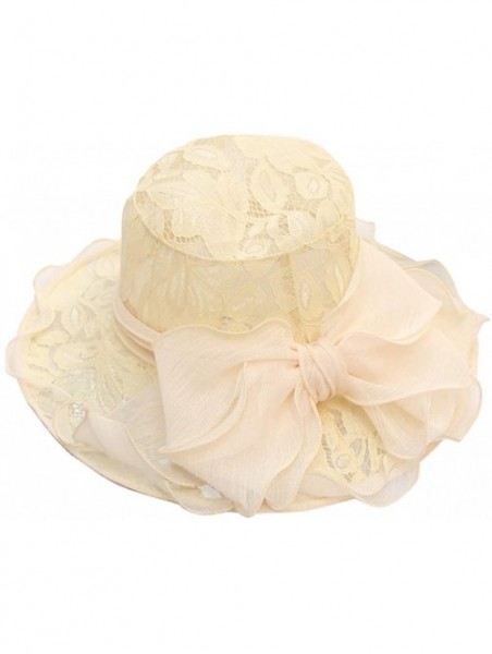 Sun Hats Ascot Kentucky Flower Derby Bowler Church Cloche Hat Bowknot Organza Bridal Dress Cap for Women - Yellow - CA18S5303...