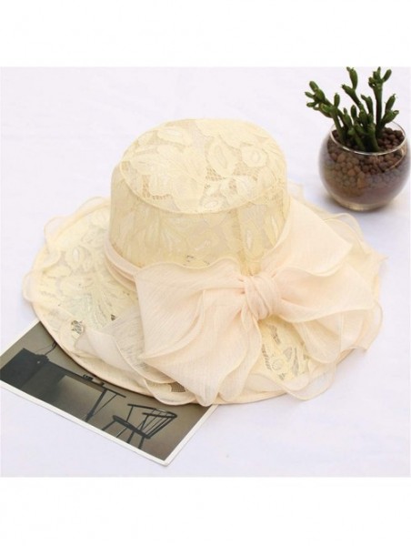 Sun Hats Ascot Kentucky Flower Derby Bowler Church Cloche Hat Bowknot Organza Bridal Dress Cap for Women - Yellow - CA18S5303...