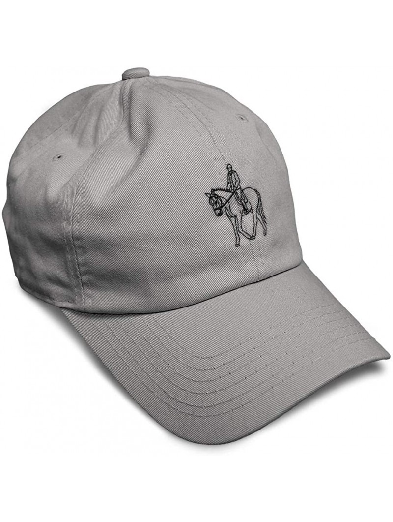 Baseball Caps Custom Soft Baseball Cap Equestrian Outline Embroidery Dad Hats for Men & Women - Light Grey - CB18SIMZ3U5 $15.54