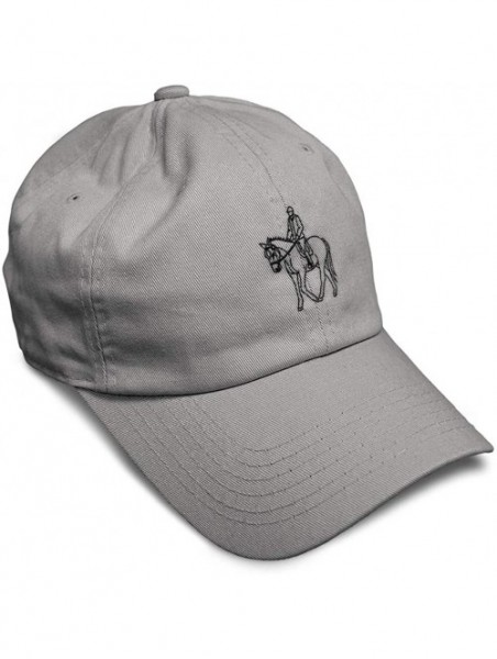 Baseball Caps Custom Soft Baseball Cap Equestrian Outline Embroidery Dad Hats for Men & Women - Light Grey - CB18SIMZ3U5 $15.54