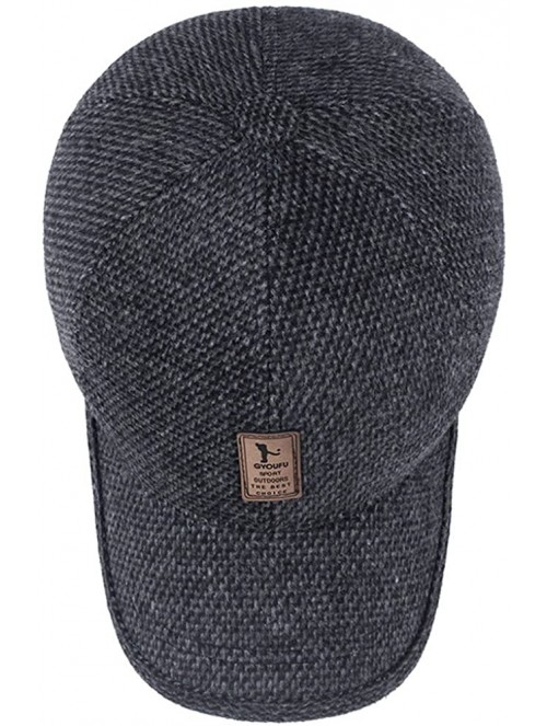 Newsboy Caps Men's Winter Warm Wool Woolen Tweed Peaked Baseball Cap Hat with Fold Earmuffs Warmer - Coffee - C4189682278 $14.31