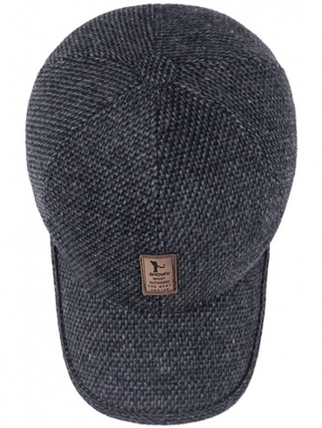 Newsboy Caps Men's Winter Warm Wool Woolen Tweed Peaked Baseball Cap Hat with Fold Earmuffs Warmer - Coffee - C4189682278 $14.31