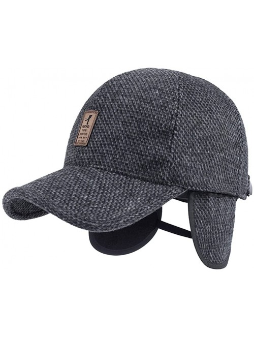 Newsboy Caps Men's Winter Warm Wool Woolen Tweed Peaked Baseball Cap Hat with Fold Earmuffs Warmer - Coffee - C4189682278 $14.31