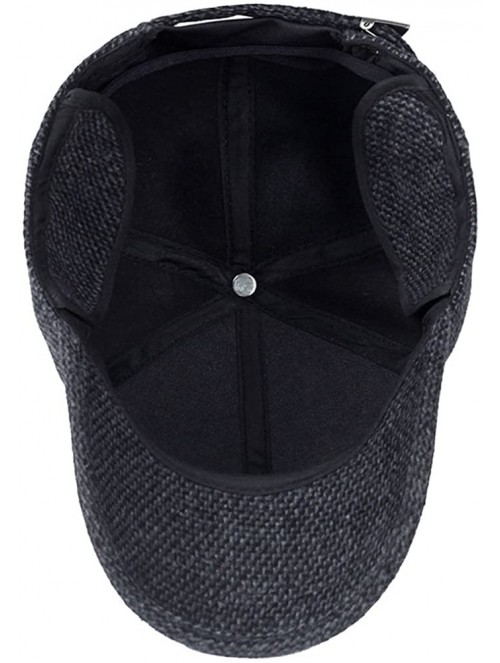 Newsboy Caps Men's Winter Warm Wool Woolen Tweed Peaked Baseball Cap Hat with Fold Earmuffs Warmer - Coffee - C4189682278 $14.31