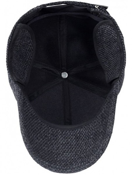 Newsboy Caps Men's Winter Warm Wool Woolen Tweed Peaked Baseball Cap Hat with Fold Earmuffs Warmer - Coffee - C4189682278 $14.31