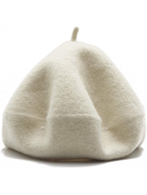 Berets Wool Beret Hat-Solid Color French Style Winter Warm Cap for Women Girls Lady - White - C818M059D3I $11.36