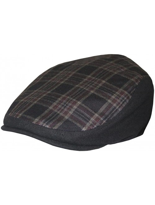 Newsboy Caps Wool/Poly Blend Old World Style Plaid Ivy Cabbie (Black Plaid) - CQ11H9PMCG1 $20.11