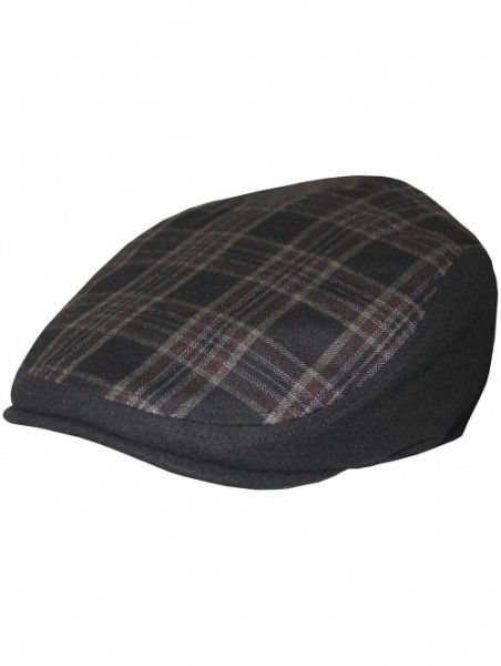 Newsboy Caps Wool/Poly Blend Old World Style Plaid Ivy Cabbie (Black Plaid) - CQ11H9PMCG1 $20.11