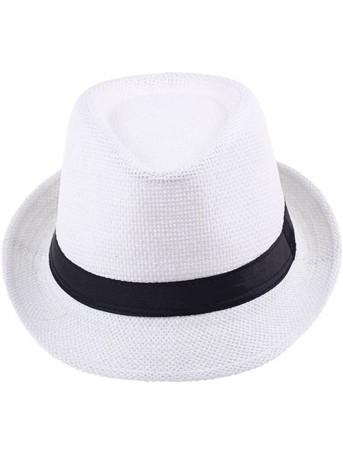 Sun Hats Womens Mens Summer Fedora Hat Caps - White - C511K2USGIN $10.92
