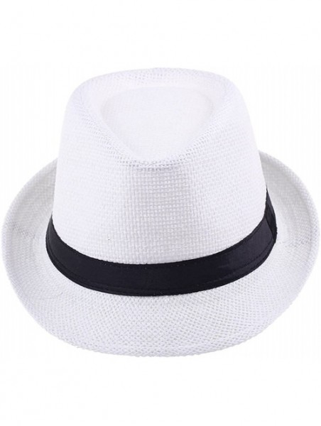 Sun Hats Womens Mens Summer Fedora Hat Caps - White - C511K2USGIN $10.92