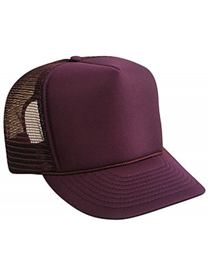 Baseball Caps Youth Polyester Foam Front Solid Color Five Panel High Crown Golf Style Mesh Back Cap - Maroon - CN11U5K73RZ $1...