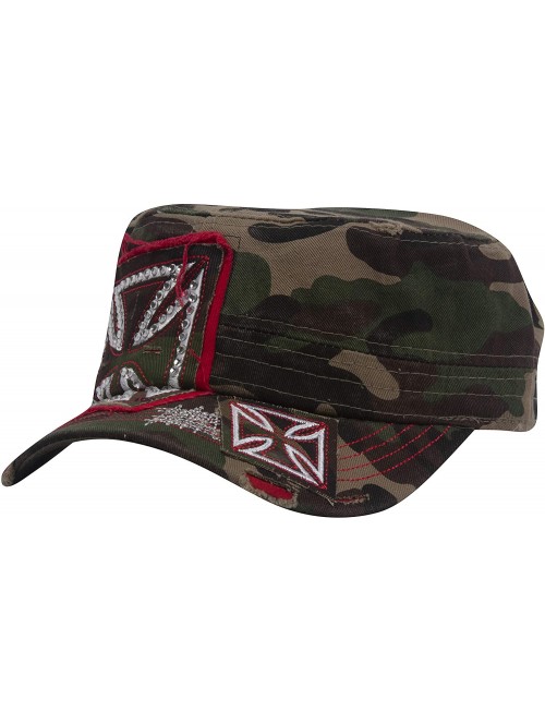 Baseball Caps Womens Print Adjustable Cadet Cap - Camo - Iron Cross - C318R4880I3 $10.36