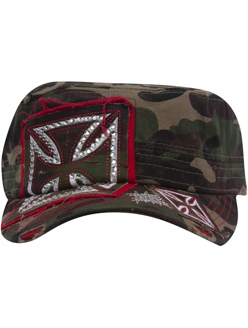 Baseball Caps Womens Print Adjustable Cadet Cap - Camo - Iron Cross - C318R4880I3 $10.36