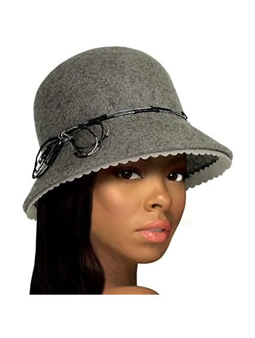 Bucket Hats Soft-As-Cashmere Felt Bell Cloche Hat - 47800 - Charcoal Grey - C5118CI5Z31 $64.43