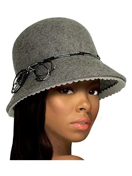 Bucket Hats Soft-As-Cashmere Felt Bell Cloche Hat - 47800 - Charcoal Grey - C5118CI5Z31 $64.43