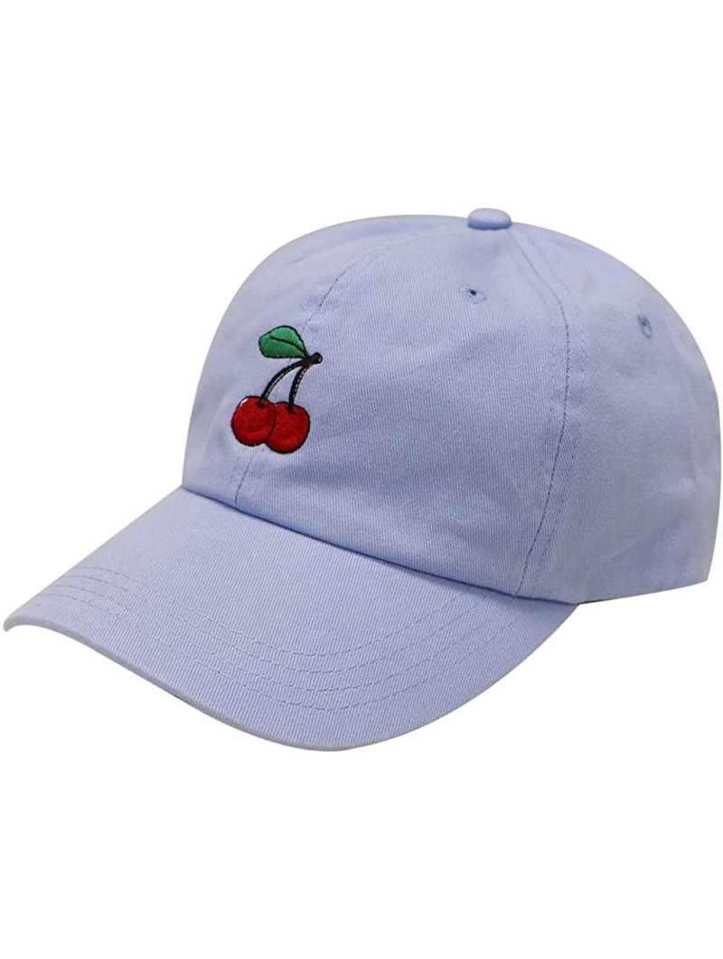 Baseball Caps Cherry Cotton Baseball Cap - Sky Blue - CN12MRRRZW1 $14.05