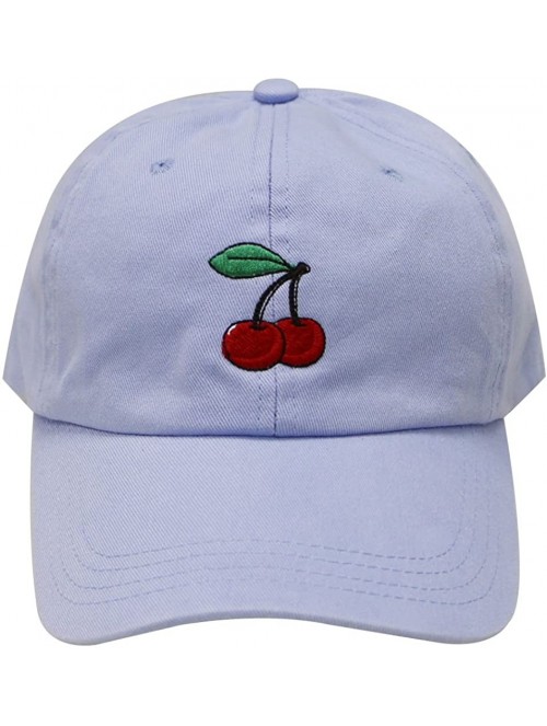 Baseball Caps Cherry Cotton Baseball Cap - Sky Blue - CN12MRRRZW1 $14.05