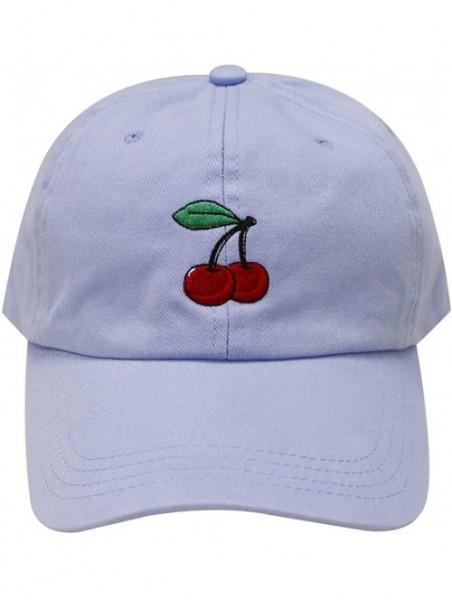 Baseball Caps Cherry Cotton Baseball Cap - Sky Blue - CN12MRRRZW1 $14.05