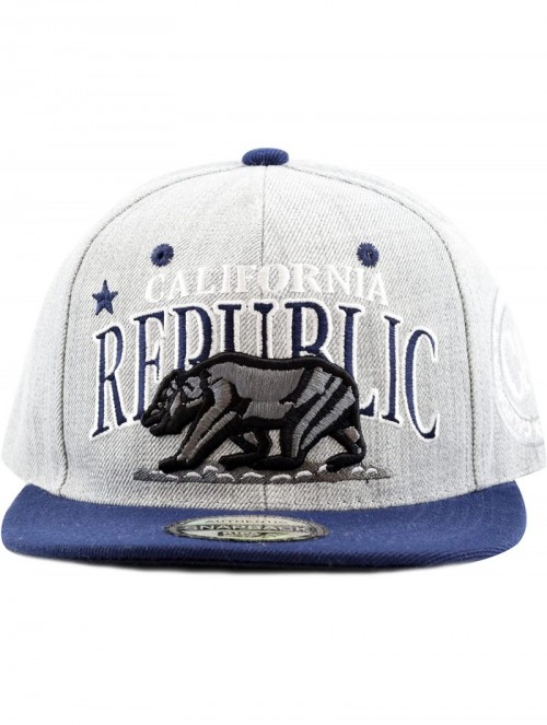 Baseball Caps 1300A New Republic California Soft Heather Grey Snapback Cap - Navy - CM12E06HCYN $14.43