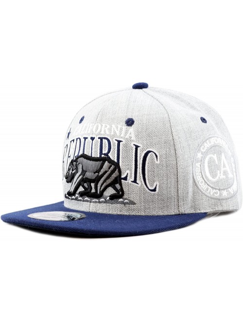 Baseball Caps 1300A New Republic California Soft Heather Grey Snapback Cap - Navy - CM12E06HCYN $14.43