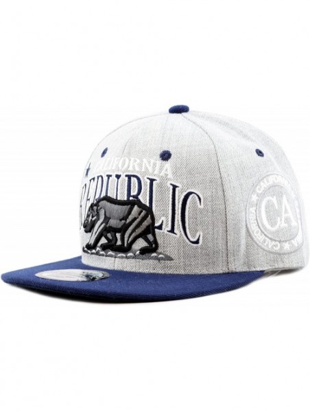 Baseball Caps 1300A New Republic California Soft Heather Grey Snapback Cap - Navy - CM12E06HCYN $14.43