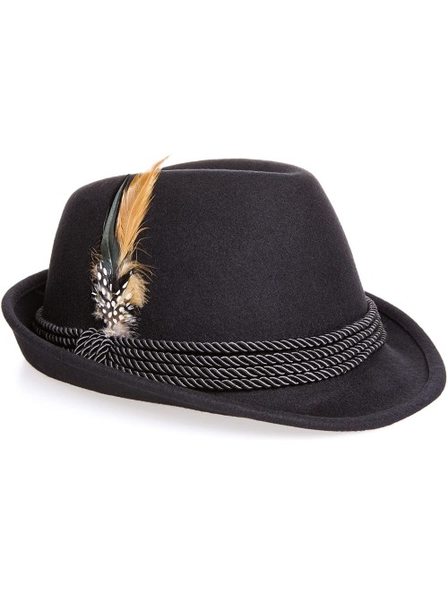 Fedoras Holiday Oktoberfest Wool Bavarian Alpine Hat - Black Color- Medium - C418I82NQ40 $40.61