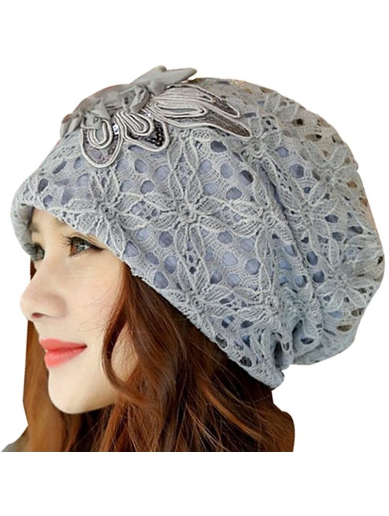 Skullies & Beanies Womens Lace Flower Beanie Hat Slouchy Hip-hop Skull Cap Warm Turban - Gary - CG186205D6R $11.03