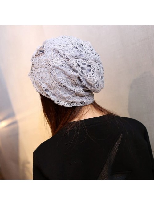 Skullies & Beanies Womens Lace Flower Beanie Hat Slouchy Hip-hop Skull Cap Warm Turban - Gary - CG186205D6R $11.03