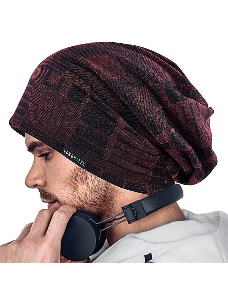 Skullies & Beanies Summer Slouch Beanie Cap for Men Ultra Thin Breathable Chemo Hat Turban for Women B403 - Claret - CJ18XR53...