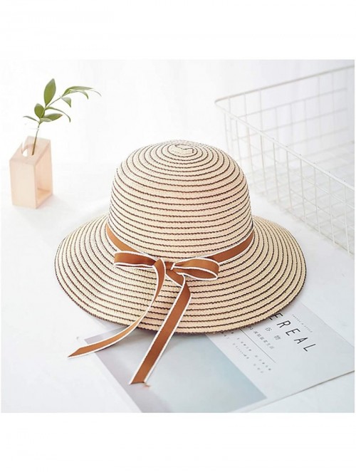 Sun Hats Cute Girls Sunhat Straw Hat Tea Party Hat Set with Purse - Beige 3 - CC193TNYI4Z $20.71