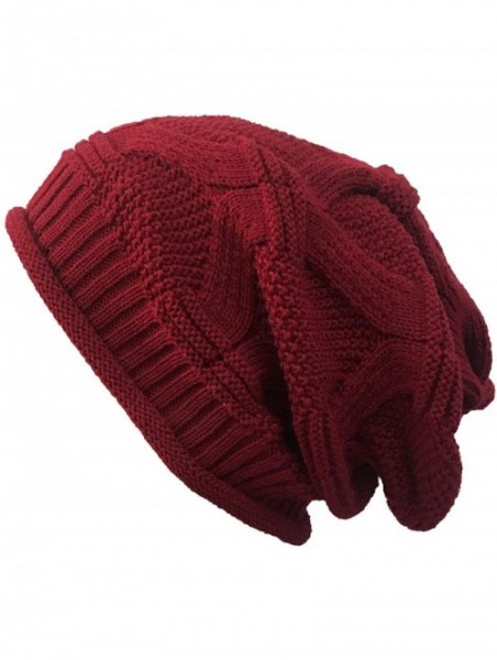 Skullies & Beanies Women Men Slouchy Beanie Hat Baggy Oversized Knit Winter Warm Cap - Style X-red - CY18AKNZWSE $13.04