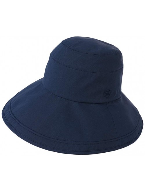 Sun Hats Womens UPF50+ Summer Sunhat Bucket Packable Wide Brim Hats w/Chin Cord - 00021_navy Blue - CV18RZU87CL $21.17