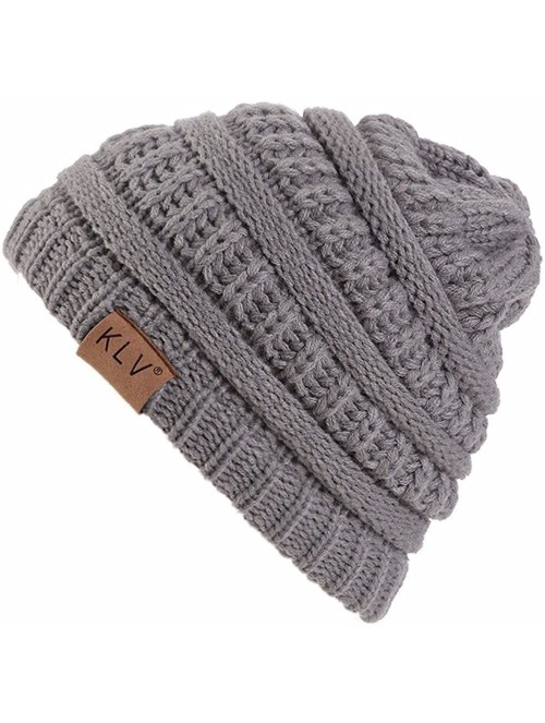 Skullies & Beanies Hat- KIKOY Boy Girls Warm Crochet Winter Wool Knit Ski Slouchy Caps - Gray - C618I0DM80M $12.32