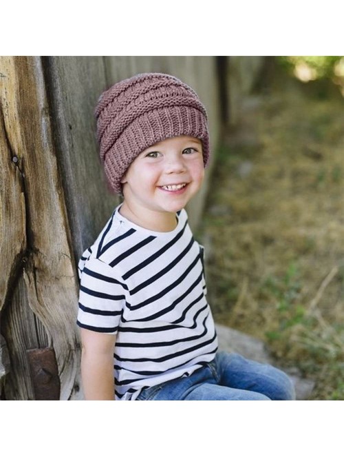 Skullies & Beanies Hat- KIKOY Boy Girls Warm Crochet Winter Wool Knit Ski Slouchy Caps - Gray - C618I0DM80M $12.32