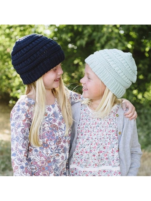 Skullies & Beanies Hat- KIKOY Boy Girls Warm Crochet Winter Wool Knit Ski Slouchy Caps - Gray - C618I0DM80M $12.32