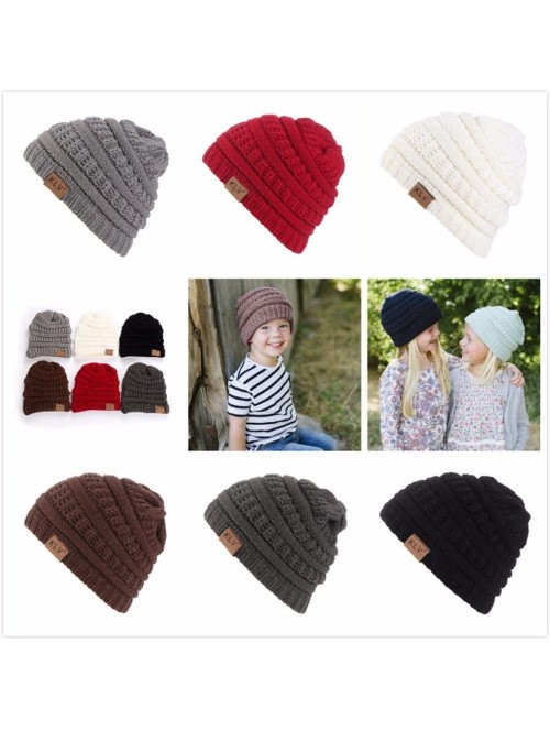 Skullies & Beanies Hat- KIKOY Boy Girls Warm Crochet Winter Wool Knit Ski Slouchy Caps - Gray - C618I0DM80M $12.32