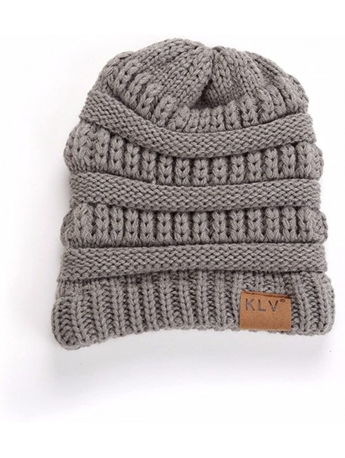 Skullies & Beanies Hat- KIKOY Boy Girls Warm Crochet Winter Wool Knit Ski Slouchy Caps - Gray - C618I0DM80M $12.32