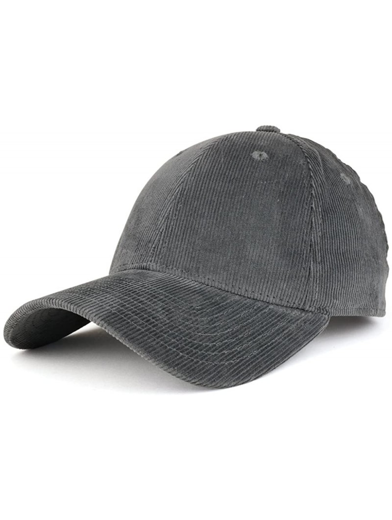 Baseball Caps Low Profile Structured Woven Corduroy Plain Baseball Cap - Charcoal - CG1864RTINX $18.61