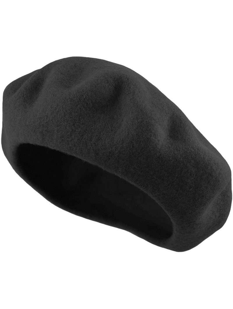 Berets Traditional Women's Men's Solid Color Plain Wool French Beret One Size - Charcoal Gray - C1189YINAAU $12.93