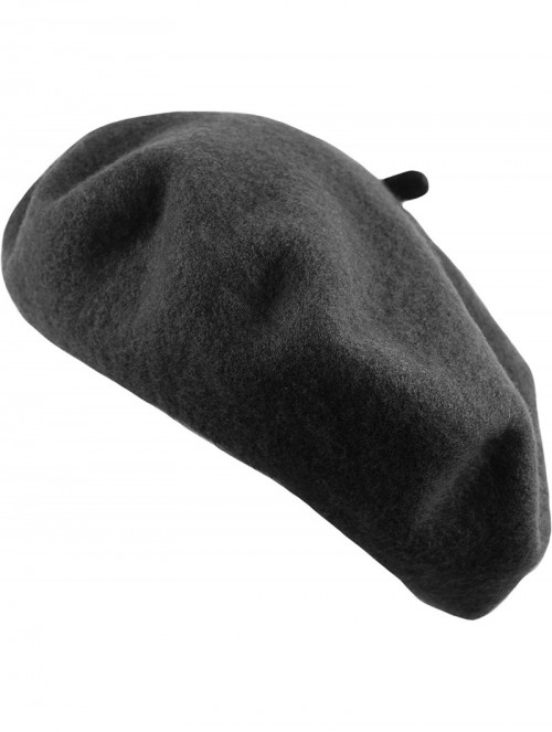 Berets Traditional Women's Men's Solid Color Plain Wool French Beret One Size - Charcoal Gray - C1189YINAAU $12.93