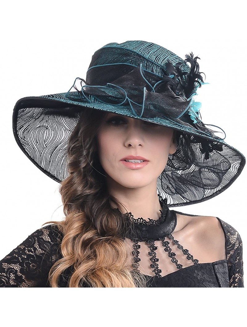 Sun Hats Kentucky Derby Church Hats for Women Dress Wedding Hat - Feather-green - C318QX5AIN7 $27.61